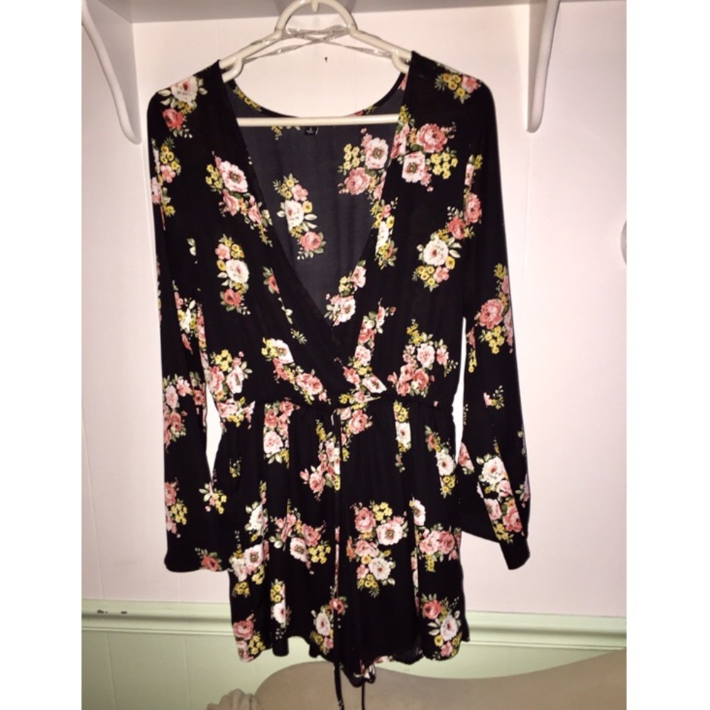 Black floral jumpsuit